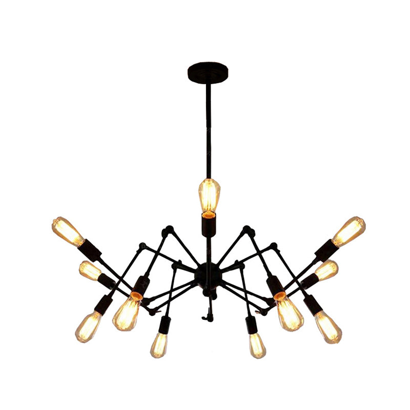 Retro Industrial Black Chandelier Wrought Iron Multi-Light Pendant For Living Room