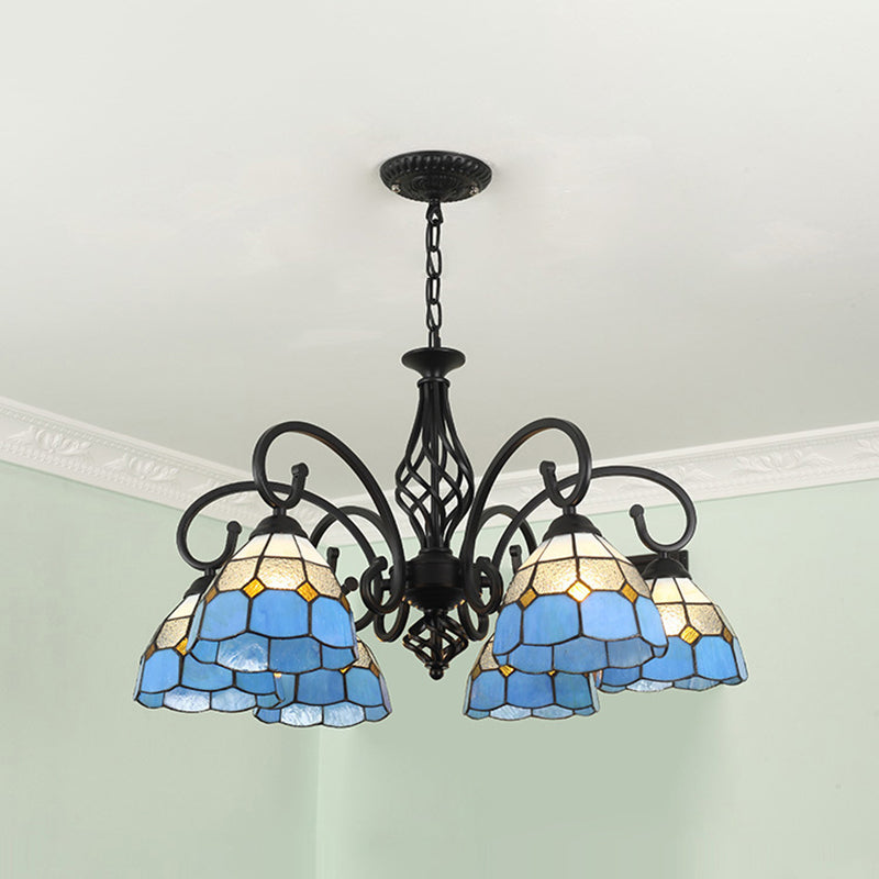 Tiffany Stained Glass Chandelier Light With 12 Adjustable Chains - Perfect For Living Room Ceiling