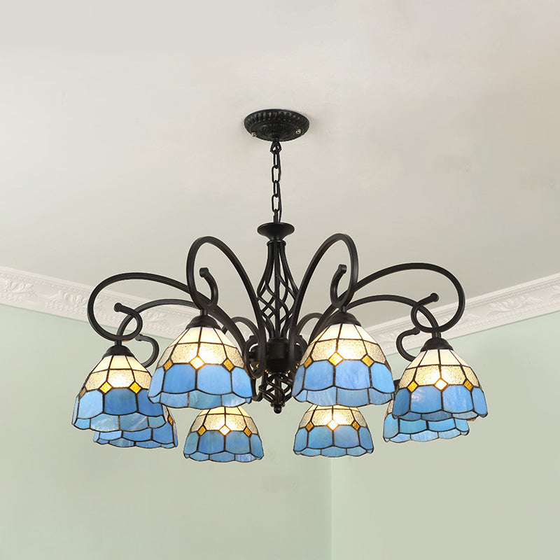 Tiffany Style Stained Glass Chandelier for Living Room with Adjustable Chains