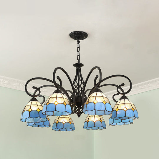 Tiffany Style Stained Glass Chandelier for Living Room with Adjustable Chains