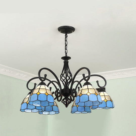 Tiffany Style Stained Glass Chandelier for Living Room with Adjustable Chains