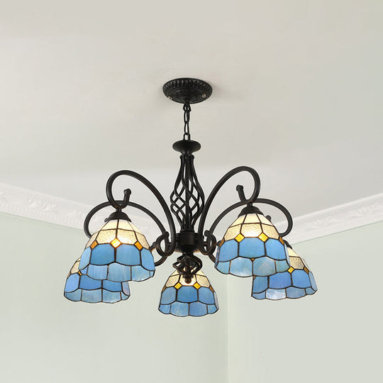 Tiffany Stained Glass Chandelier Light With 12 Adjustable Chains - Perfect For Living Room Ceiling