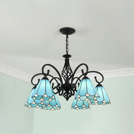 Tiffany Style Stained Glass Chandelier for Living Room with Adjustable Chains