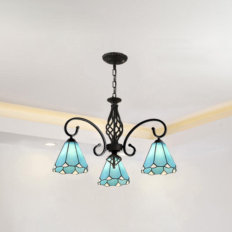 Tiffany Stained Glass Chandelier Light With 12 Adjustable Chains - Perfect For Living Room Ceiling