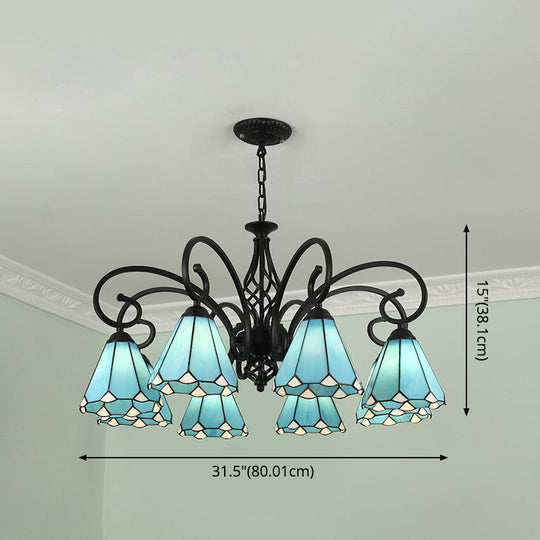 Tiffany Style Stained Glass Chandelier for Living Room with Adjustable Chains