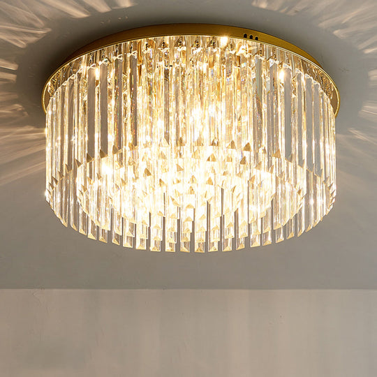 Contemporary Golden Crystal Ceiling Lamp - 6-Light Dining Room Flush Light