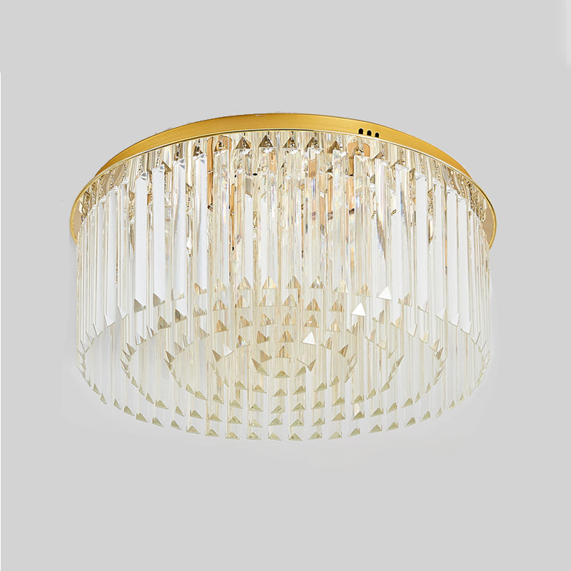 Contemporary Golden Crystal Ceiling Lamp - 6-Light Dining Room Flush Light