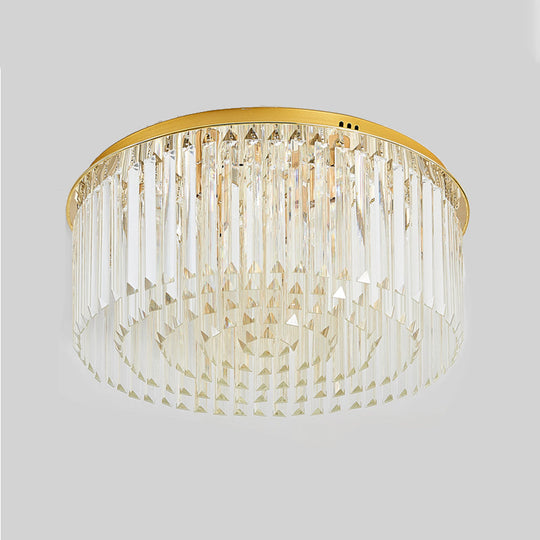 Contemporary Golden Crystal Ceiling Lamp - 6-Light Dining Room Flush Light