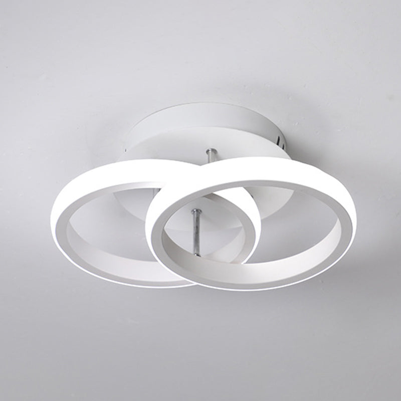 Modern Metal Small Ceiling Lamp - Round/Square/Moon Shape, LED Semi Flush Mount Lighting for Corridor - Black/White