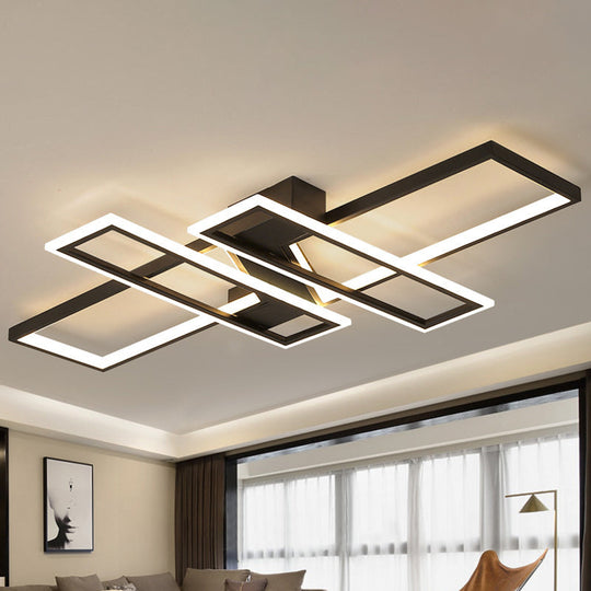 Modern Led Frame Ceiling Mount Light For Living Room - Acrylic Semi Flush Fixture