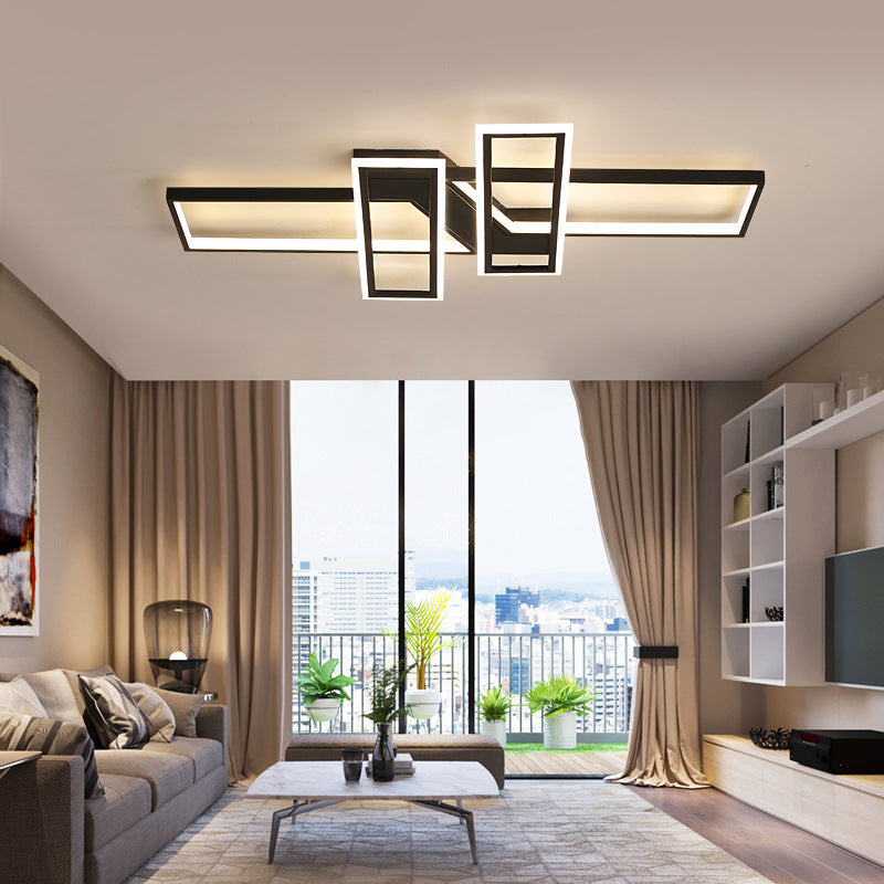 Modern LED Frame Ceiling Mount Light for Living Room - Acrylic Semi Flush Fixture