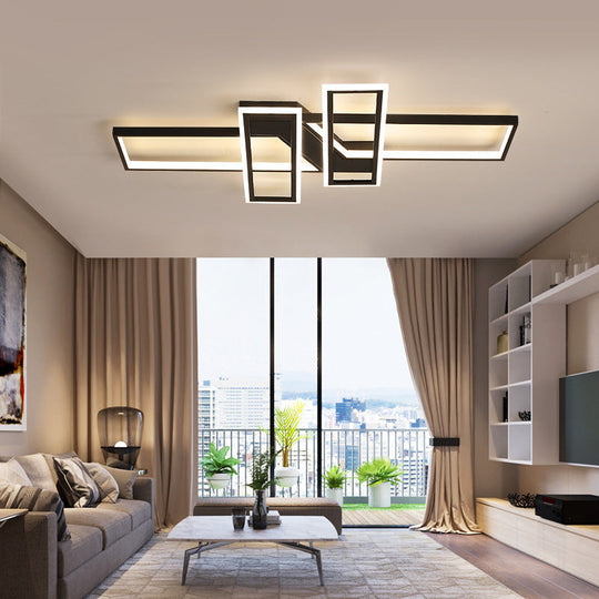 Illuminate Your Modern Living Room: Led Acrylic Frame Semi-Flush Mount Ceiling Light