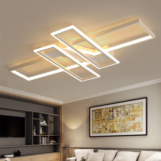 Modern LED Frame Ceiling Mount Light for Living Room - Acrylic Semi Flush Fixture