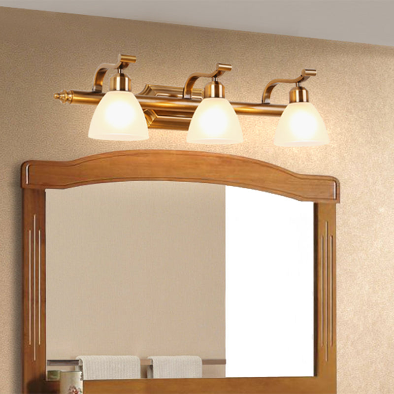 Traditional Brass Vanity Lamp - Wall Mount Light Fixture For Bathroom With Metal Bowl And 2/3/4