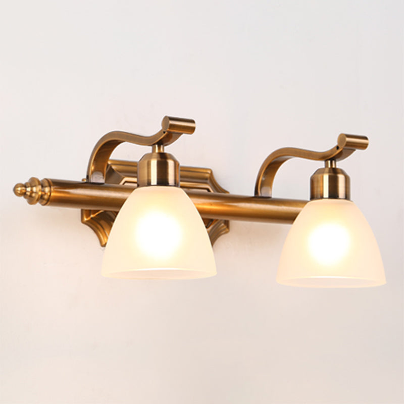 Traditional Brass Vanity Lamp - Wall Mount Light Fixture For Bathroom With Metal Bowl And 2/3/4