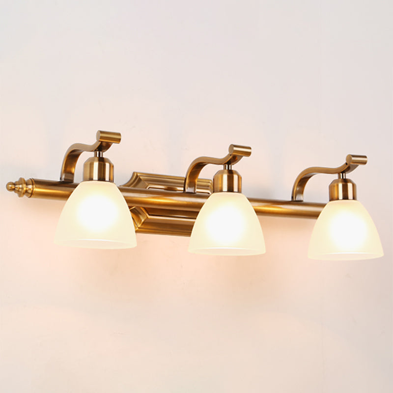 Traditional Brass Vanity Lamp - Wall Mount Light Fixture For Bathroom With Metal Bowl And 2/3/4