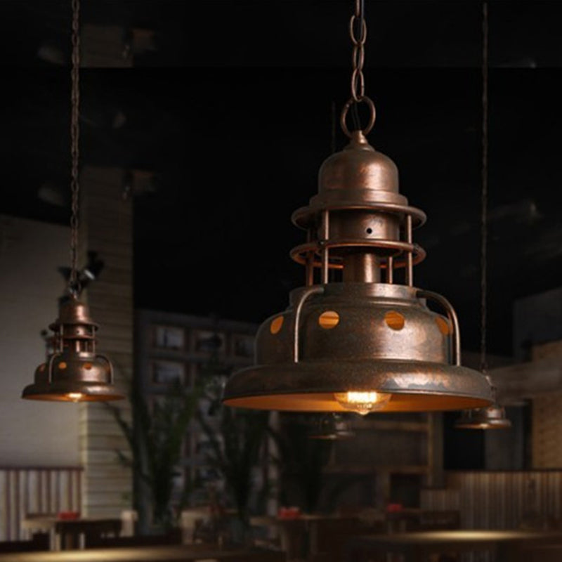 Industrial Copper Pendant Lamp With Truncated Shade - 1-Light Hanging Light Fixture