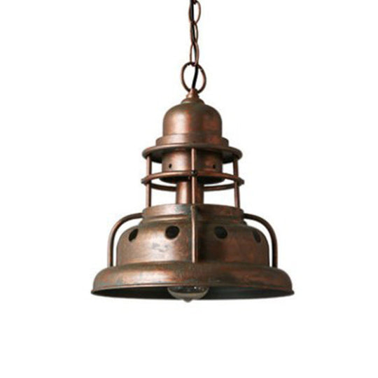 Industrial Copper Pendant Lamp With Truncated Shade - 1-Light Hanging Light Fixture