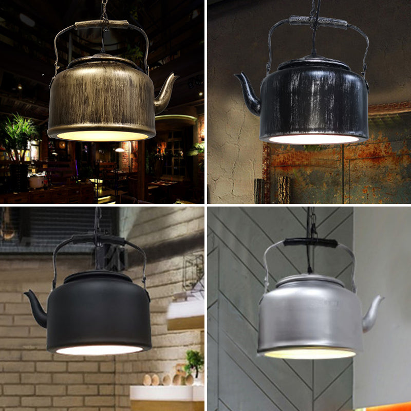 Industrial Art Deco Kettle Pendant Light Fixture - Metal Hanging Lamp