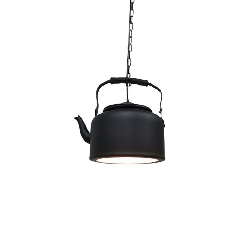 Industrial Art Deco Kettle Shade Pendant Light - Metal Hanging Lamp Textured Black