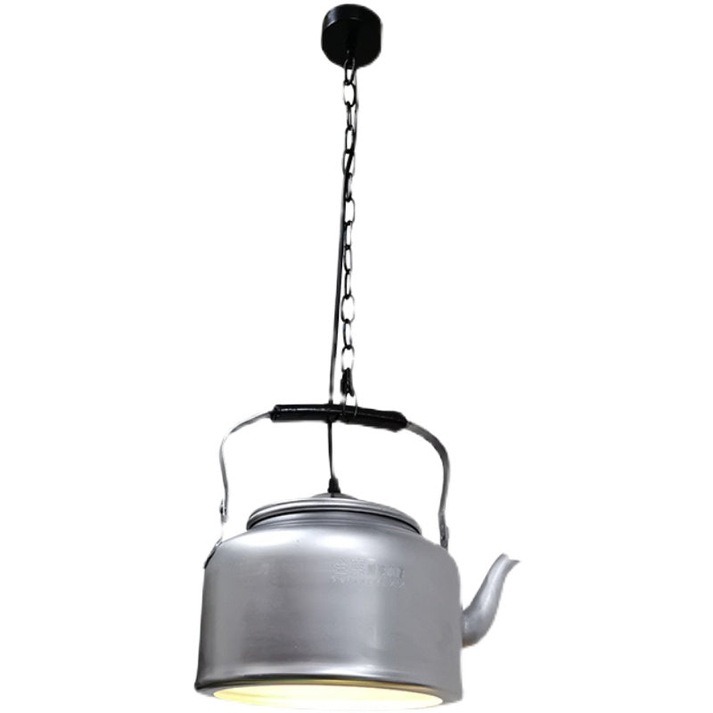 Industrial Art Deco Kettle Shade Pendant Light - Metal Hanging Lamp