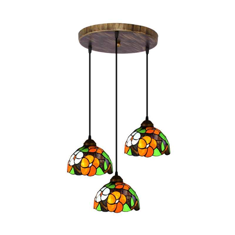 Tiffany Style Multicolored Stained Glass Dome Pendant Light - Victorian Inspired