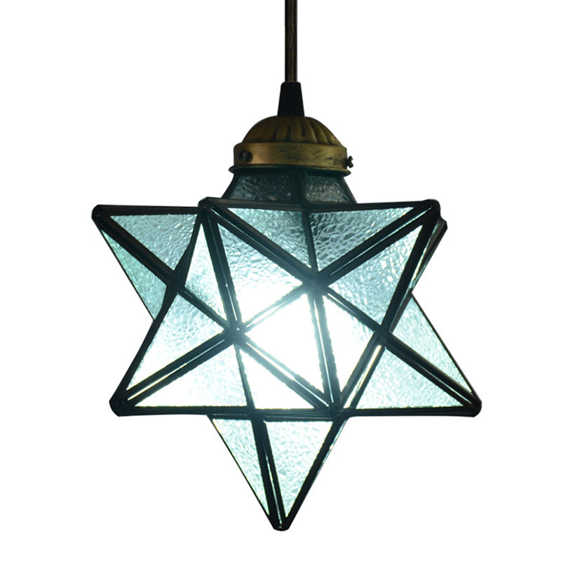 Tiffany Star Shade Pendant Light With Clear Glass And Icy Down Lighting