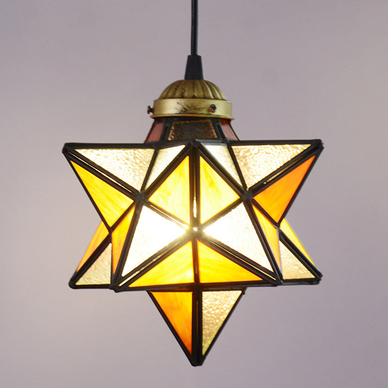 Tiffany Star Shade Pendant Light With Clear Glass And Icy Down Lighting