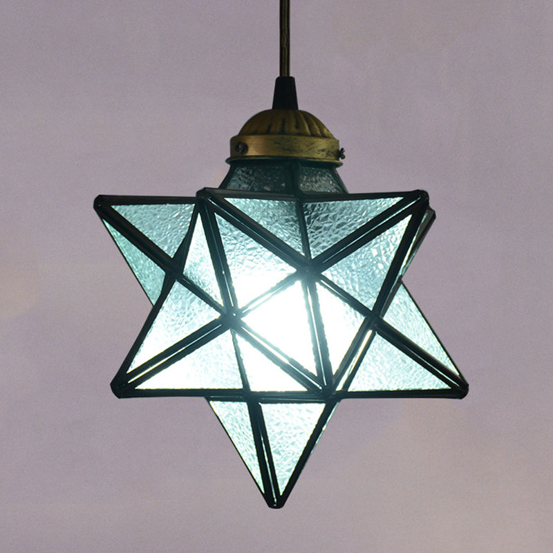 Tiffany Star Shade Pendant Light With Clear Glass And Icy Down Lighting