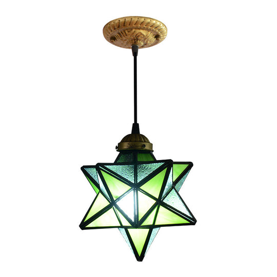 Tiffany Star Shade Pendant Light with Clear Glass Down Lighting