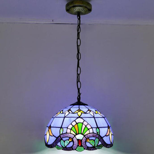 Tiffany-Style Stained Glass Pendant Light: Elegant 1-Light Hanging Lamp for Dining Room