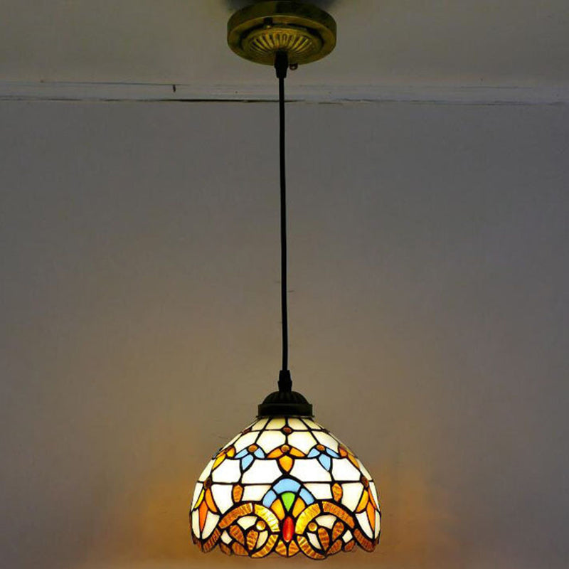 Tiffany-Style Bowl Pendant Light With Stained Glass - Ideal For Dining Room Beige / 8