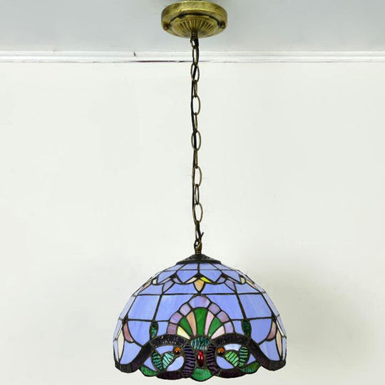 Tiffany-Style Bowl Pendant Light With Stained Glass - Ideal For Dining Room