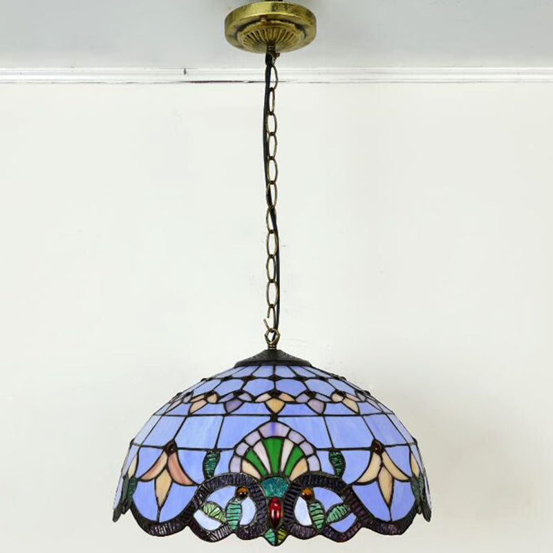 Tiffany-Style Stained Glass Pendant Light: Elegant 1-Light Hanging Lamp for Dining Room