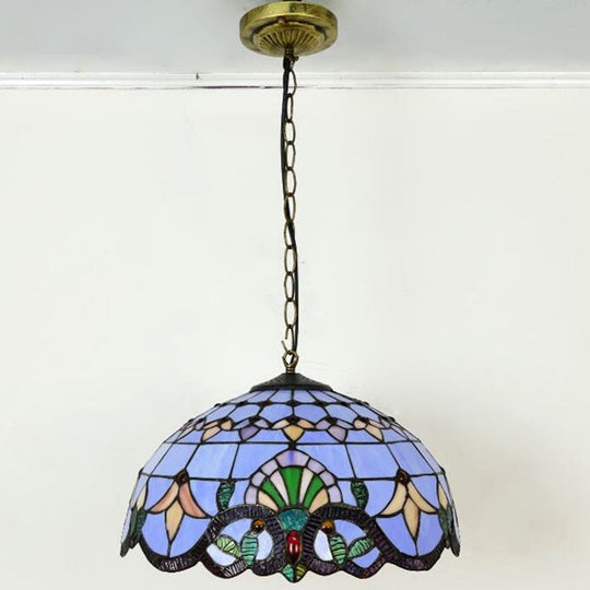 Tiffany-Style Bowl Pendant Light With Stained Glass - Ideal For Dining Room