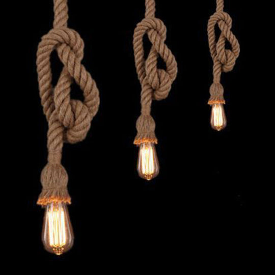 Vintage Industrial Exposed Bulb Pendant Light with Natural Rope - Perfect for Restaurants and Hanging Fixture Décor