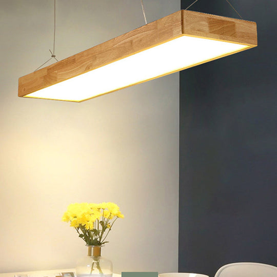 Modern Minimalist Beige Wood Led Island Pendant Lighting / 23.5 White