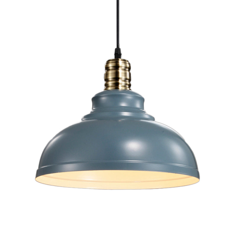 Industrial Style Dome Ceiling Fixture In Pink/Blue Metal With Adjustable Cord - 12/16 Width