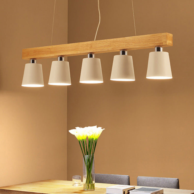 Nordic Modern Wood Island Pendant With Metal Lampshade: Stylish Hanging Lamp For Work Rooms