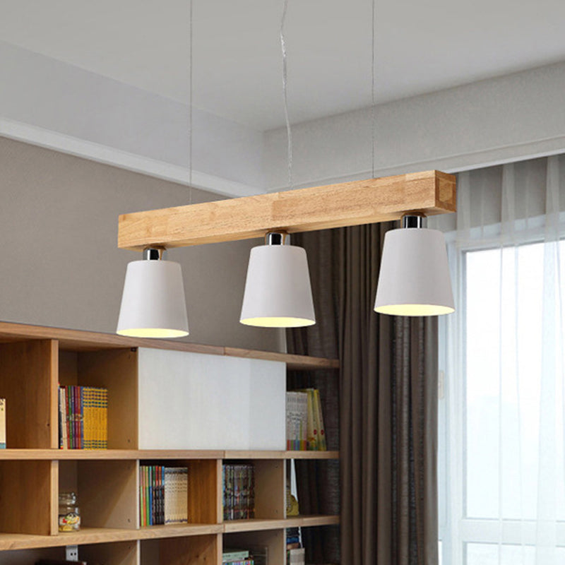 Nordic Modern Wood Island Pendant With Metal Lampshade: Stylish Hanging Lamp For Work Rooms