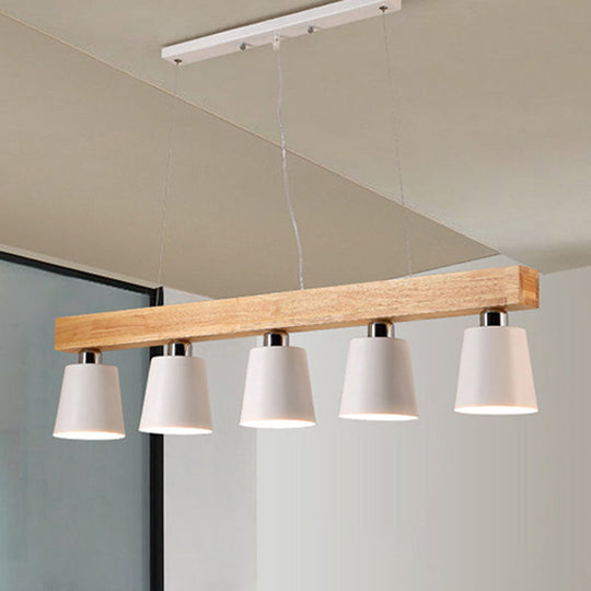 Nordic Modern Wood Island Pendant With Metal Lampshade: Stylish Hanging Lamp For Work Rooms