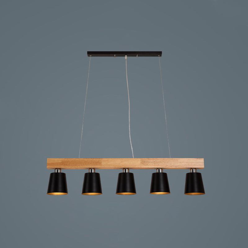 Nordic Modern Wood Island Pendant With Metal Lampshade: Stylish Hanging Lamp For Work Rooms 5 /