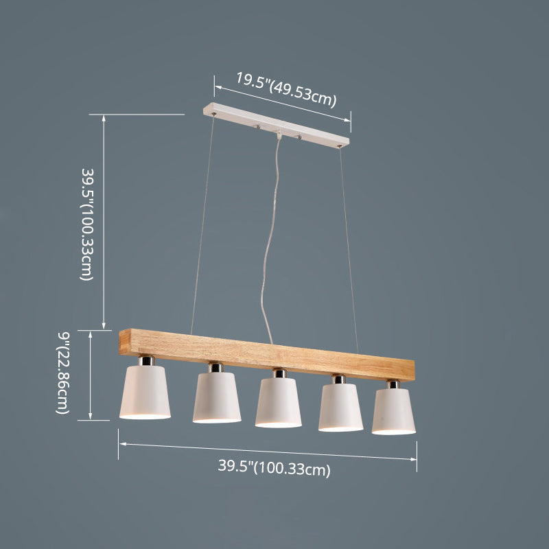 Nordic Modern Wood Island Pendant With Metal Lampshade: Stylish Hanging Lamp For Work Rooms