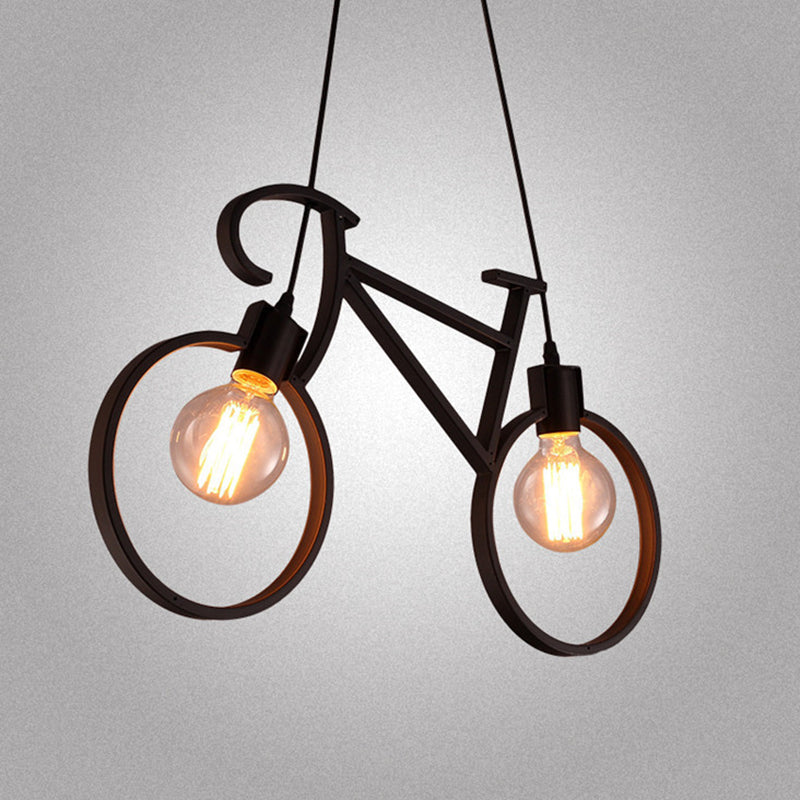 Iron Bicycle Chandelier - Vintage 2 Light Pendant For Dining Table