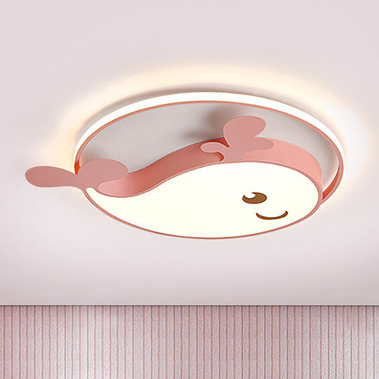 Smile Dolphin Kids' Bedroom Ceiling Lamp - Acrylic Animal Flush Ceiling Light