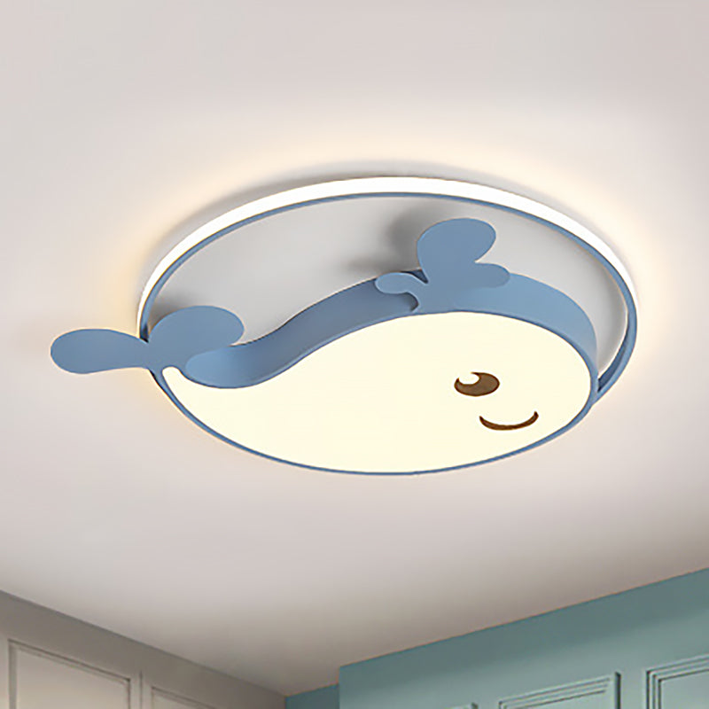 Smile Dolphin Kids' Bedroom Ceiling Lamp - Acrylic Animal Flush Ceiling Light