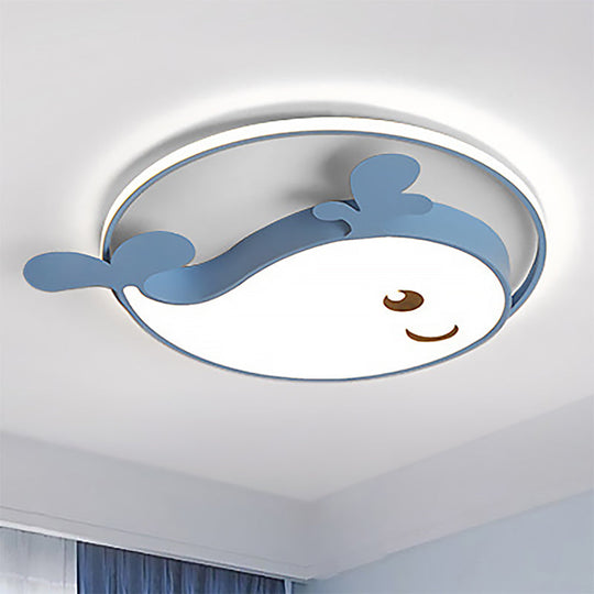 Smile Dolphin Kids' Bedroom Ceiling Lamp - Acrylic Animal Flush Ceiling Light