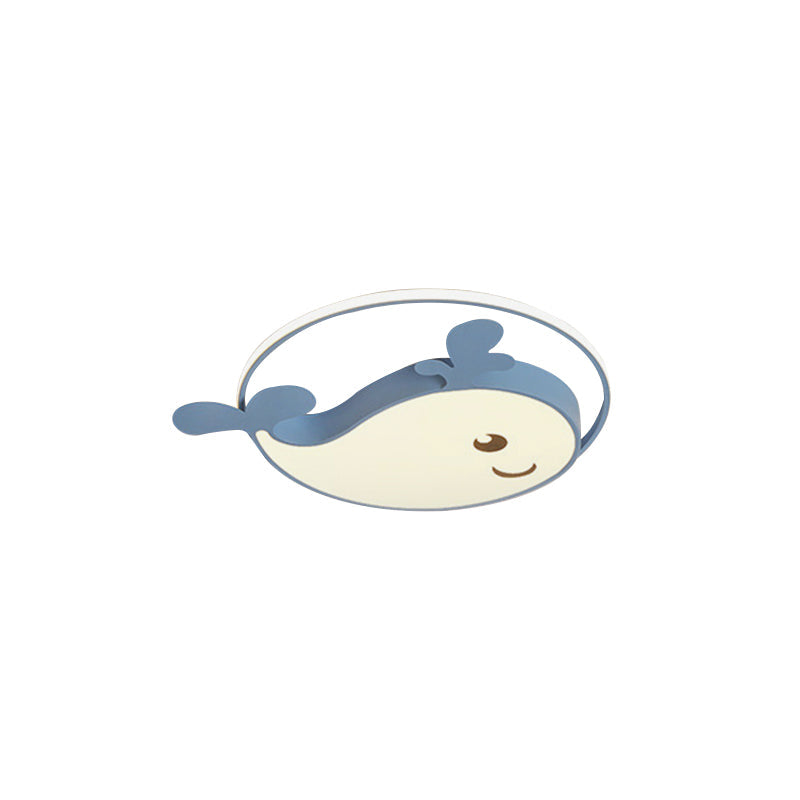 Smile Dolphin Kids' Bedroom Ceiling Lamp - Acrylic Animal Flush Ceiling Light