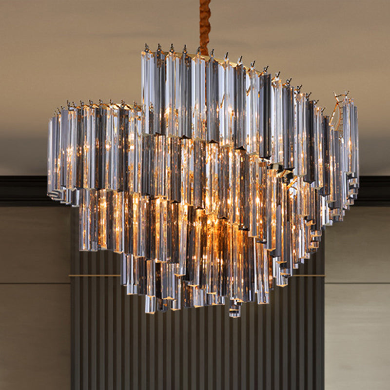 Smoke Gray Postmodern Spiral Chandelier With Crystal Rod - 5/10 Head Living Room Hanging Lamp 10 /