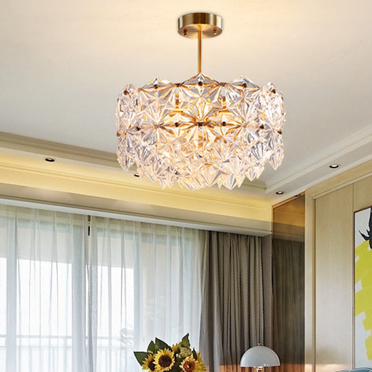 Hexagonal Gold Crystal Hanging Lamp Kit - Postmodern Ceiling Light (8/9 Heads) 9 /